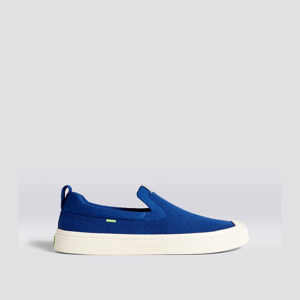 IBI Slip-On Cariuma Low Top Bamboo Weave Knit Vegan Bleu Homme | DSZ-7784818